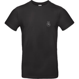 Herren Shirt in der Farbe schwarz mit weißem "Peace" Handzeichen Aufdruck auf der linken Brustseite